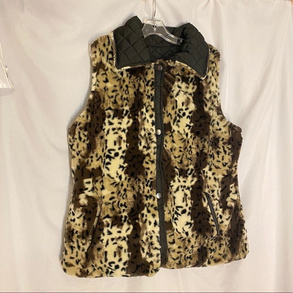 NW KC Collections Reversible Leopard Vest Sz 1X - Picture 5 of 16